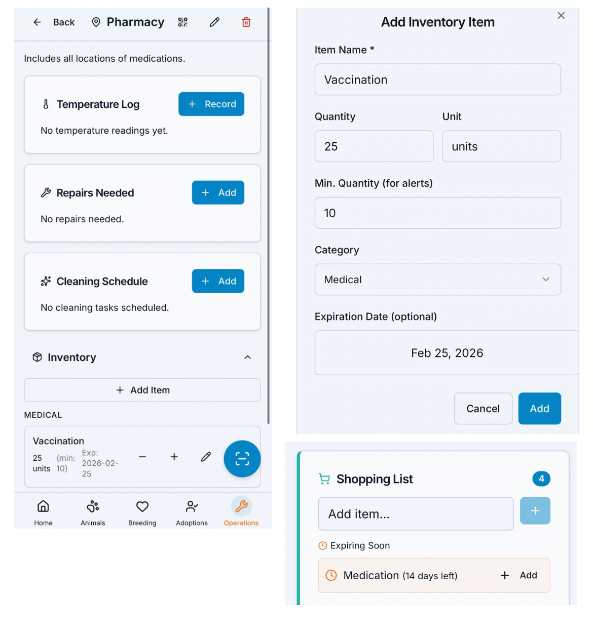 Keeping track of Medications and Vaccinations